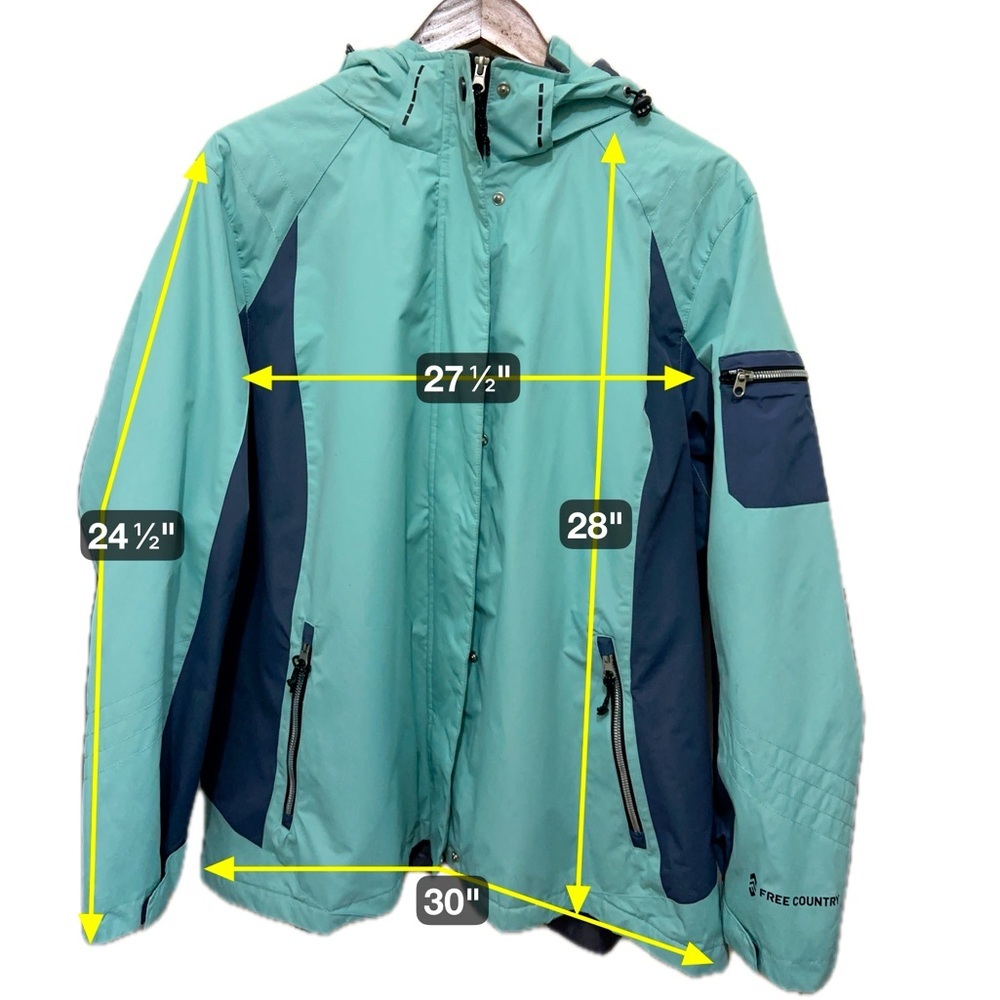 090 Free Country | EUC Women’s Hooded Water-Resistant Jacket (size 2XL) - Picture 4 of 16